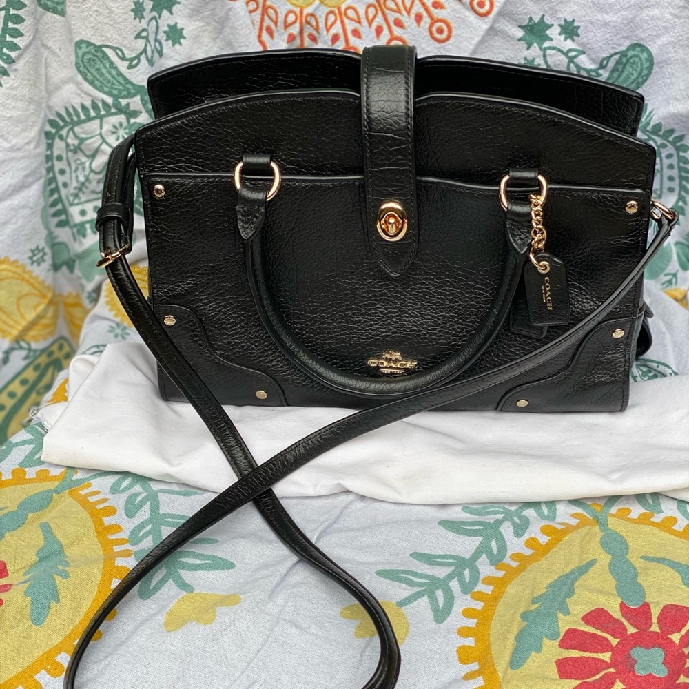 Coach Black Leather Mercer 24 Satchel